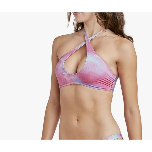 BCBG Shimmer Rainbow Bikini Convertible Keyhole Halter Swim Top XL NWT - Picture 4 of 4